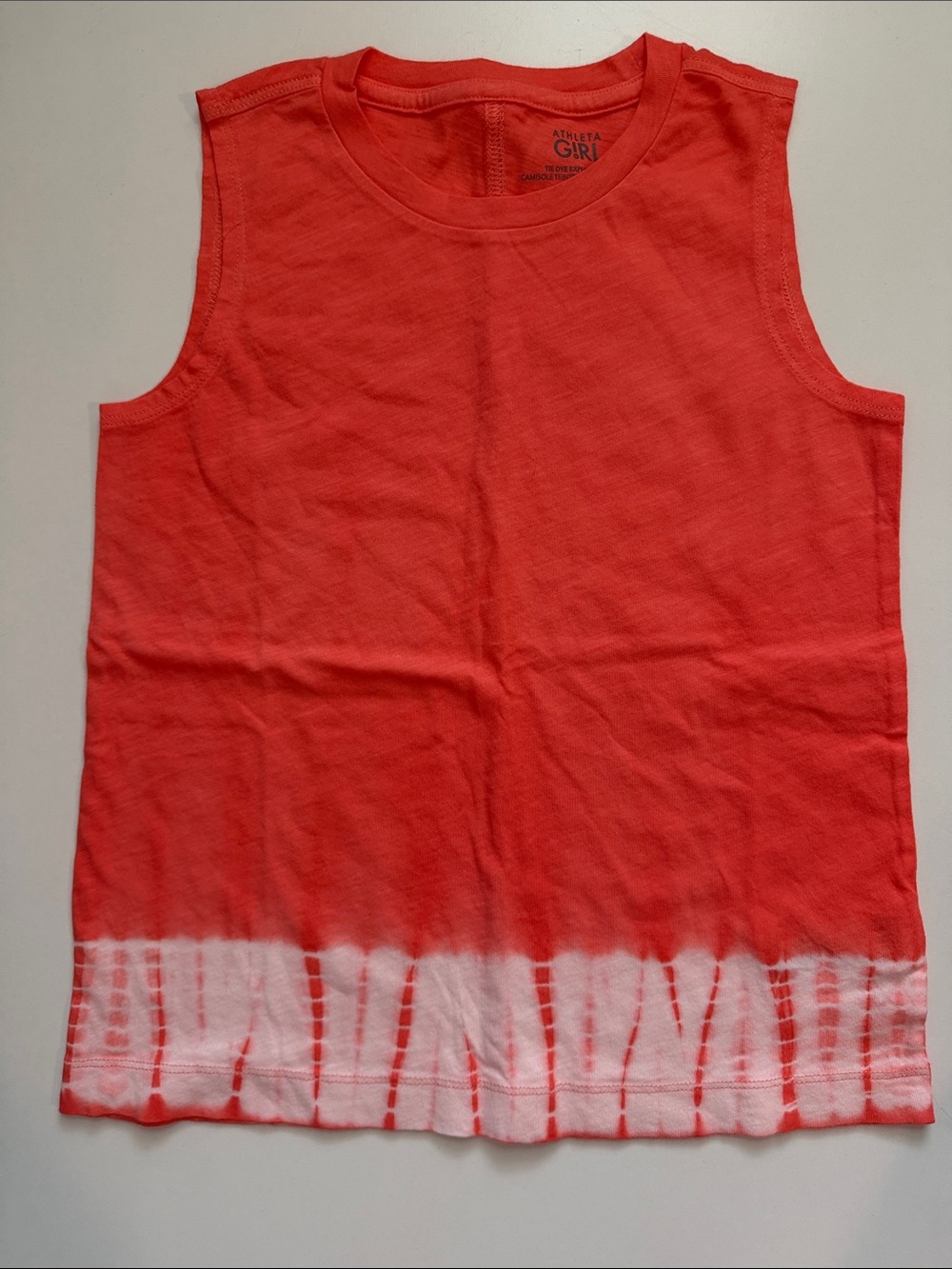 Athleta Girls Coral Red Tie-Dye Hem Tank